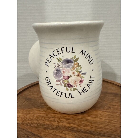 Cozy Cup- Peaceful Mind Grateful Heart 20 oz. Stoneware Nice Hand Hold - Picture 1 of 10